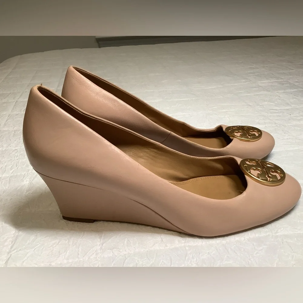 Tory BurchBlush Goan Sand Nappa Leather Chelsea Wedge Heels Size 10